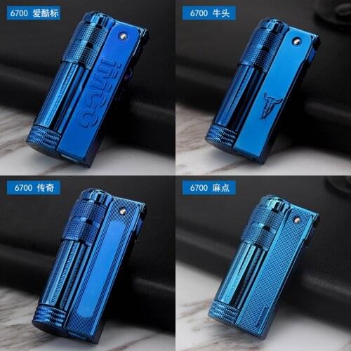 IMCO Kerosene Lighter Retro Vintage Nostalgic Austria Ice Blue Metal Stainless Steel Windproof Mechanical Cigarettes Accessories