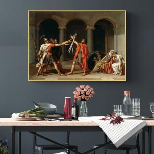Horatii Arts Reproduction Printed Canvas Painting, Jacques Louis David, European Palace, Classical Renaissance, Home Decor
