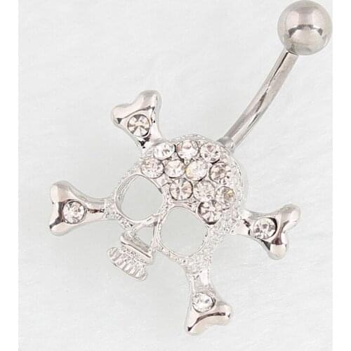 New Fashion Rhinestone Skull Navel Belly Rings for Women Body Piecing Jewelry