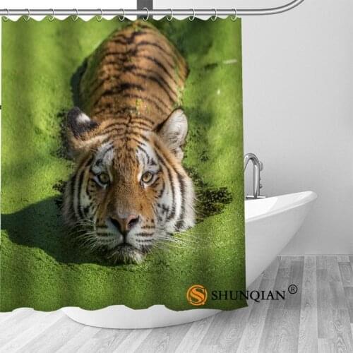 Hot Custom Cool Tiger Shower Curtains Polyester Bathroom Curtains With Hook Bath Curtain Bathroom Decor