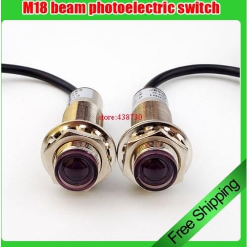 M18 beam photoelectric switch 18mm infrared sensor DC three-wire normally open 10M distance