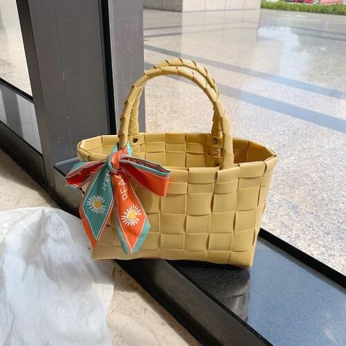 Fashion Knitting Hand Bags Women Luxury Designer Linen Straw Female Travel Summer Bag Woven Basket Tote Picnic Basket 2021 New