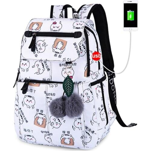 Fashion School Backpack USB Charge School Bags for Girls Women Backpack Schoolbag Satchel Backpack Child Kids School Bag Mochila