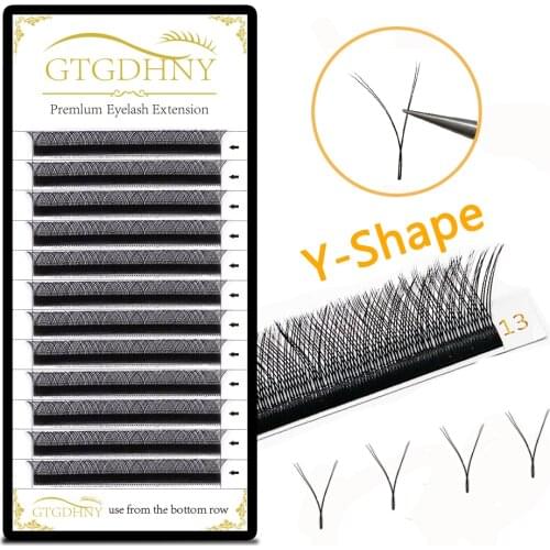 YY Eyelash Extensions C/D Curl High Quality Idividual Hand-woven Premium Y-shaped Lashes Trays Premade Fan Volume Cilios Makeup