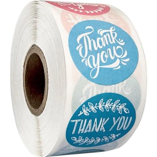 100-500pcs Color Thank You Sticker 1 Inch Christmas Sticker Red And Blue Scrapbook Packaging Sealed Stationery Label Stickers