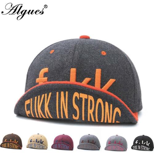 Autumn & Winter Large Size Woolen Baseball Cap Mens Womens Fashion Embroidered on Snap-brim Felt Woolen Cloth Hat
