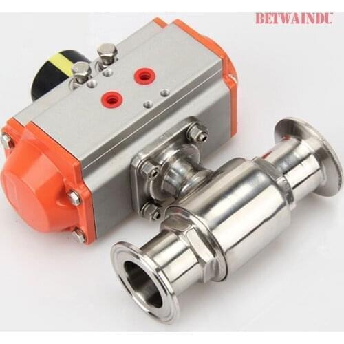 2-1/2" 63MM Air Control Pneumatic Valve 304/316 Stainless Steel Ball Valve Double Acting Sanitary Ball Valve Clamp Installing