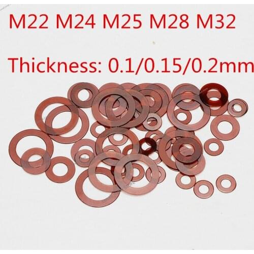 20pcs/lot M22 M24 M25 M28 M32 Polyimide PI Gasket Flat Gasket thin washer M22 M24 M25 M28 M32 0.1mm 0.15mm 0.2mm thickness