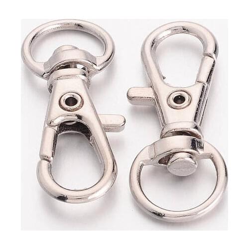 Swivel Lobster Claw Clasps Swivel Snap Hook , Key Hook, Silver, Set of 60