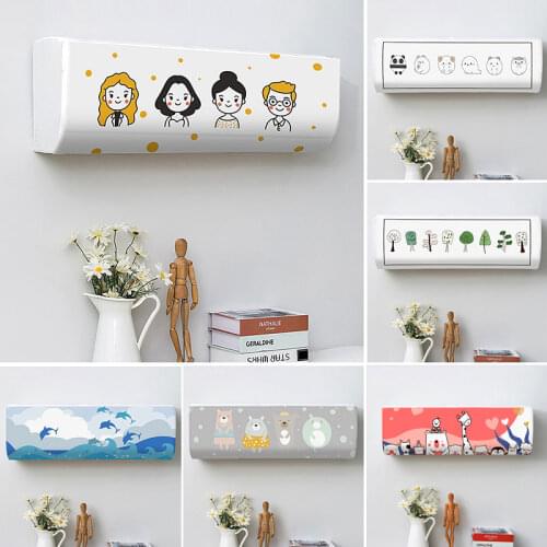 Air Conditioner Dust Cover Cartoon Anti-dust Wall Mounted Air Conditioning Protector Home Decor Easy Cleaning Cover Protective