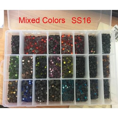 Mixed Colour 1440pcs/Lot,SS16(3.8-4.0MM) DMC Hot Fix Rhinestone glass flatback loose rhinestones k9 shinning cut stones