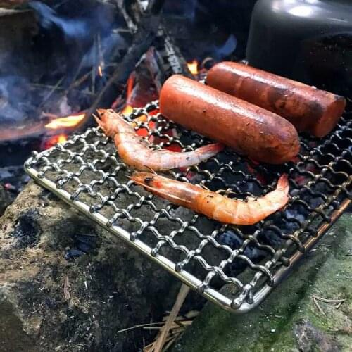 Stainless Steel Barbecue Mesh 2Pcs Outdoor Camping Pot Rack Grill Mesh Barbecue Grill Tool Non-Stick Outdoor Bbq accessorie