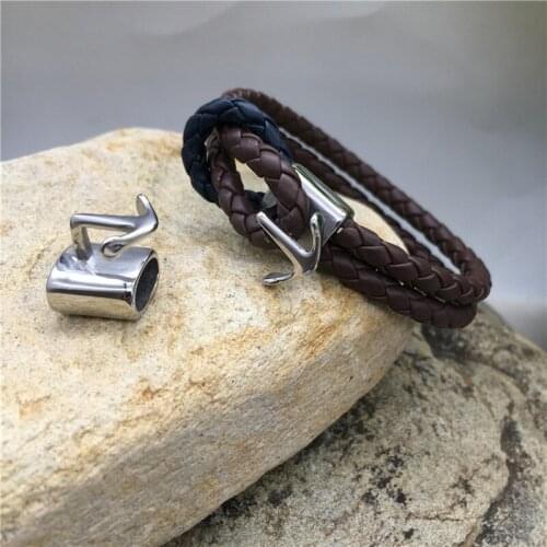 11*6mm 316L Stainless Steel Anchor Connectors Accessories Metal Bead Leather Bracelets End Caps Clasps for DIY Jewelry Making