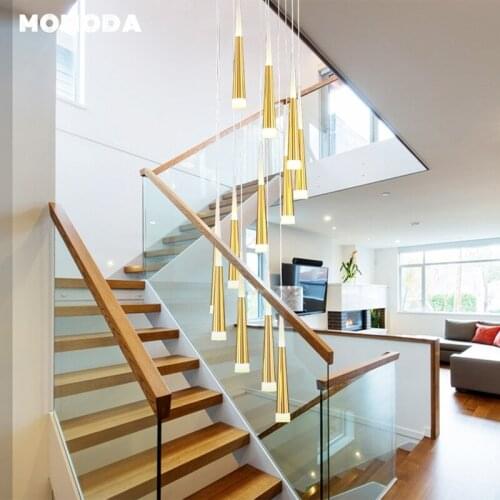 Modern LED Pendant Lights Luxury Colorful Acrylic Aluminum Ceiling Chandeliers Lighting Lustre Living Room Big Staircase Lamps