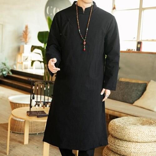 2020 Winter Traditional Chinese Clothing For Male Cheongsam Hanfu Robes New Year Kung Fu Tang Suit Oriental Clothes Men TA1867