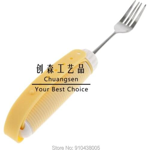 Flexible 360 Degree Rotating Swivel Fork Utensil Eating Aids With Portable Strap Handle For Disabled, Children Eating Fork
