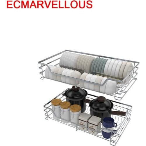 Drawer for Almacenaje Armario Platos Cestas Para Organizar Stainless Steel Organizer Cocina Rack Kitchen Cabinet Storage Basket