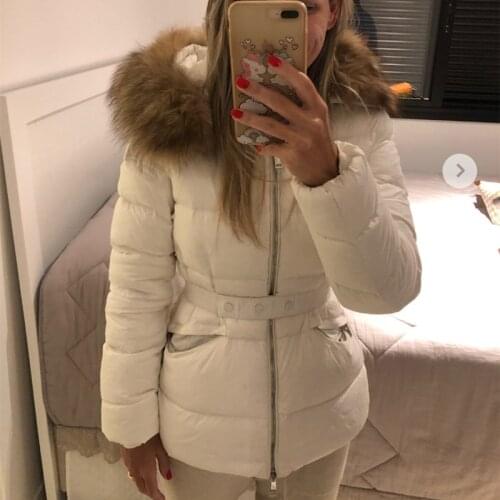Women Real Fox Fur Collar Designer Luxury Brand Down Jacket Coats Women With Fur Hood White Duck Down Parka Hooded Winter Coat