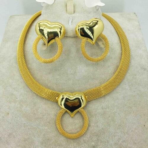 Gold jewelry dubai jewelry set large necklace classic water drop bracelet earrings ring for women wedding jewelry set bri