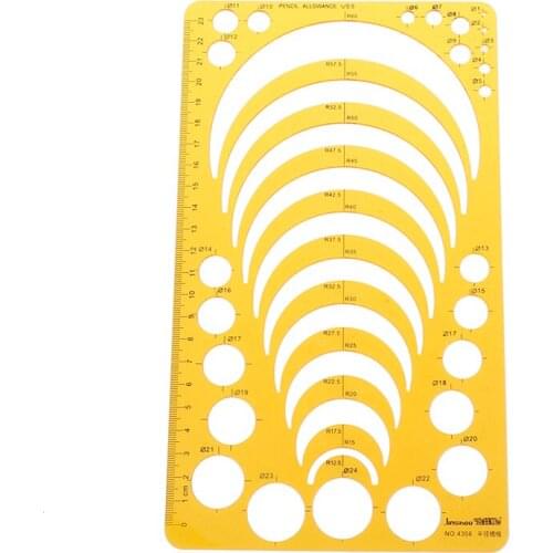 1 Pc Yellow Resin Template Ruler Stencil Measuring Tool For Drawing Many Size Round Circle Office And School Supply