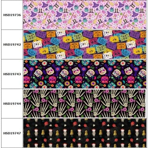 10yard Halloween Pumpkin Colorful Cartoon Grosgrain Ribbon Accessory Hairbow Headwear Decoration DIY Wholesale OEM 38MM 75MM