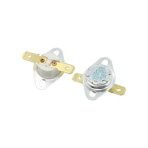 2 Pcs 210C Celsius N/C 2 Flat Pin Terminal Ceramic Thermostat 10 Amp AC 250V