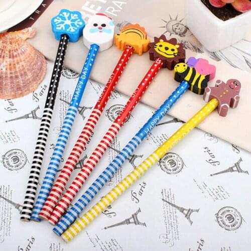 2 Pc Random Color Cartoon Paint Magic Writing Drawing Pencil W/Soft Eraser Cleaner