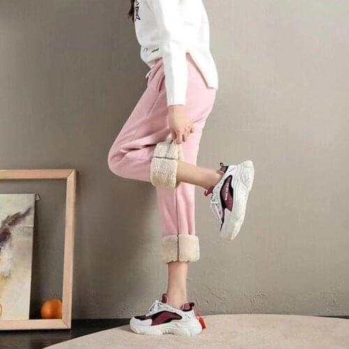 2020 Winter Women Cotton Thickening Lmitation Lamb Hair Warm Sweatpants Casual Comfy Sweatpants Leisure Trousers Pants