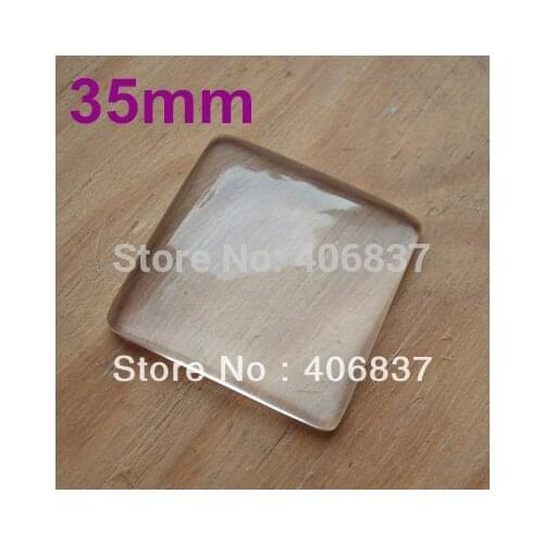 25pcs/Lot, Good Quality 35mm Dome Square Transparent Clear Magnifying Glass Cabochon