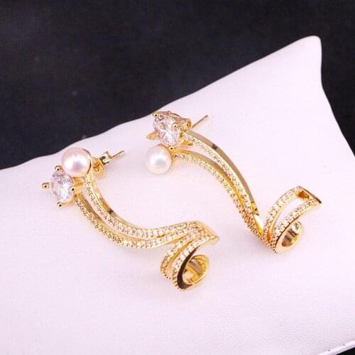 4Pairs, Latest Fashion Earrings Top Quality Jewelry Studs With Clear CZ and Pearl Earrings For Women Girls