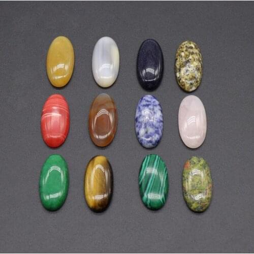5Pcs/Pack 15x30mm Egg Shape Cabochon Natural Crystal Semi-precious Stones Elliptical Patch DIY Ring Surface Earring Accessories