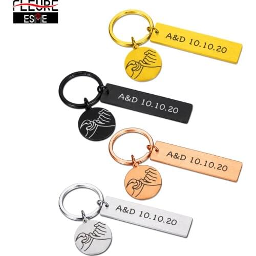 Personalized Keychain Customized Name and Date Keychains Gift for Couples Friends Men Women Husband Custom Original Key Ring