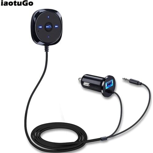 IaotuGo USB Car Charger Bluetooth Car Kit 3.5MM AUX Bluetooth Hands Free For Phone Call Audio Bluetooth Support Phone/Tablet