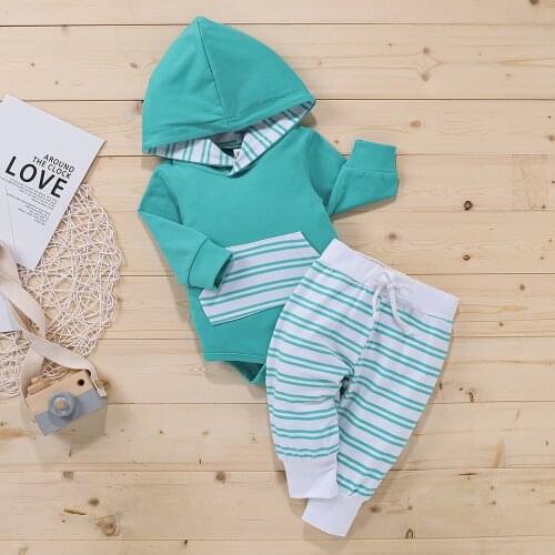 Baby Boy Girl Clothing Set Infant Stripe Pullover+Pants Set Casual Toddler Outfits Winter Spring Newborn Long Sleeve Hoodies Set