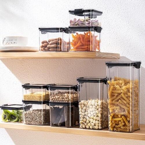 Food Storage Container Plastic Kitchen Refrigerator Noodle Box Multigrain Storage Tank Transparent Leak-proof Cereal Sealed Cans