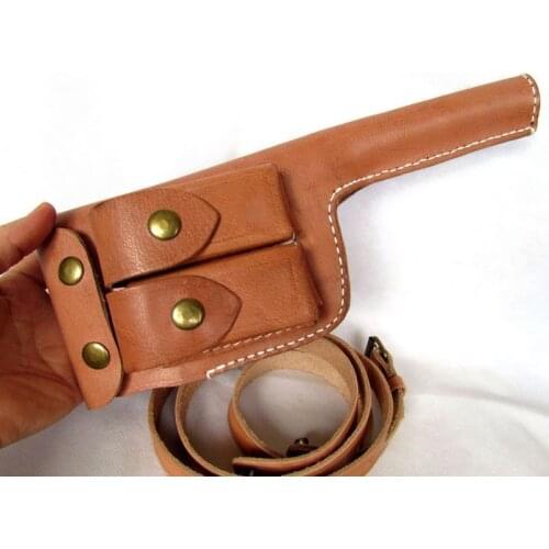 WW2 WWII GERMAN MAUSER C96 BROOMHANDLE LEATHER HOLSTER WITH STRAP