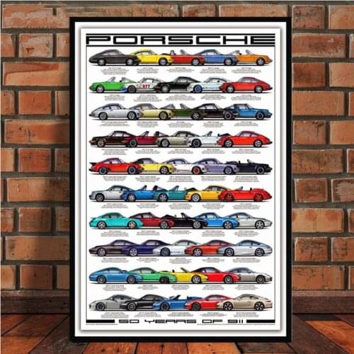 Colorful Car 70 Years Anniversay Evolution Edition Car 911 Canvas Painting Poster Wall Art Picture for Living Room Home Decor