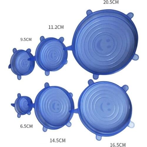 6/12Pcs Silicone Stretch Lids Kitchen Tools Accessories Reusable Food Wrap Sealed Cover Keep Fresh Stretchy Bowl Cover