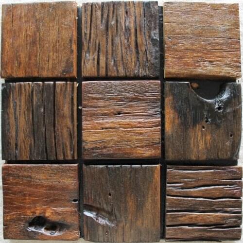 Rustic tiles mosaic pattern, natural wood texture wooden tiles mosaic design for bar design house decor ancient wood mosaic