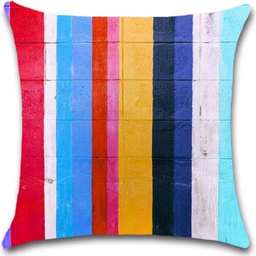 Colorful rainbow printed white fabric Cushion Cover Decorative Home sofa seat Decor friend office kids bedroom gift pillowcase