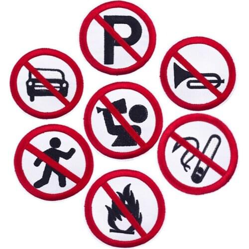 Prohibited pattern Patches For Clothing Iron on Patch For Clothes Fusible Sewing Iron Patch Clothing Accessories Applique Decor