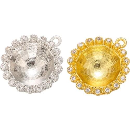 ZHUKOU 16x18mm hollow brass crystal flower pendant for women necklace bracelet jewelry accessories Making Findings model: VD544