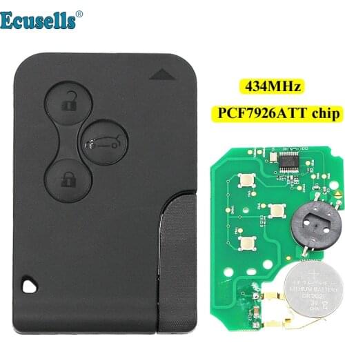 Semi-intelligent Remote Key for Renault Megane Scenic Smart Card 3 Buttons 434MHZ ID46 PCF7926ATT chip with uncut key blade