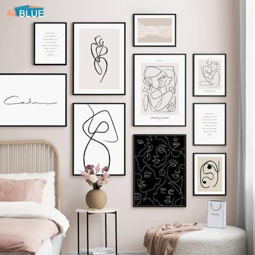Nordic Minimalist Wall Art Decor Posters And Prints Abstract Line Face Home Decoration Painting Canvas Picture For Living Room