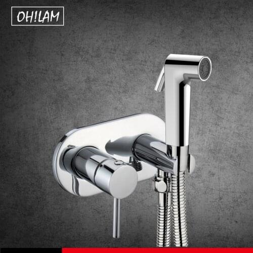 Bidet Faucets Brass Bathroom shower tap bidet toilet Valve sprayer Warm Washer mixer muslim shower ducha With Hot Water