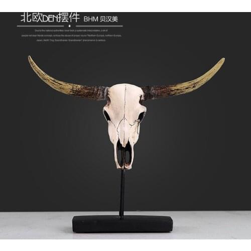 RESIN CATTLE SKULL FIGURINES BAR VINTAGE STATUE WEDDING HOME DECOR CRAFTS ROOM DECORATION OBJECTS RESIN ANIMAL SKULL FIGURINES