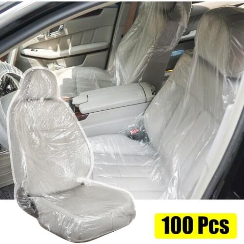 100/200Pcs Universal Disposable Transparent Anti-Dust Car Seat Protective Covers Plastic Workshop Garage Interiors Accessories