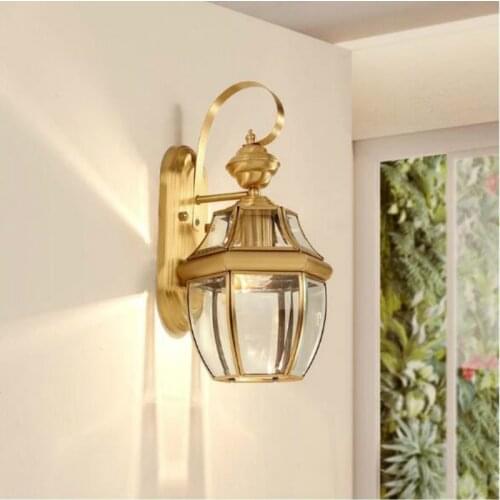 Waterproof Nordic Copper Outdoor Wall Light Garden Decoration Balcony Porch Front DoorOutside Led Wall Mounted Light