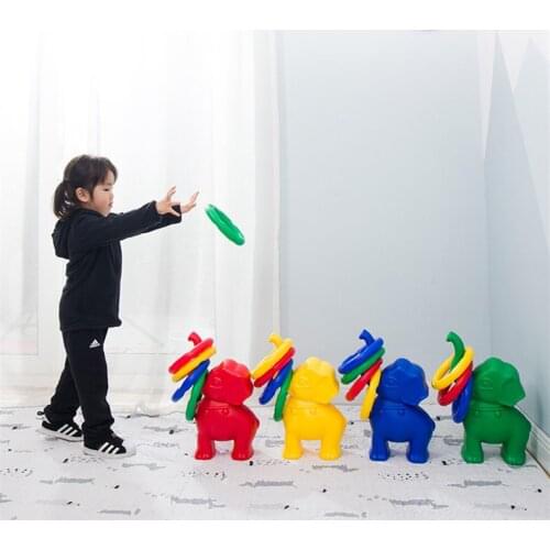 [Funny] Sport games Kids elephant Ring Toss Cast Circle Sets Game Colorful Toy child Grasping Sensory training Educational Toy