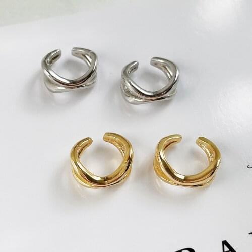 New Design Gold Silver Color Metal Geometric Irregular Tassel Chain Clip Earrings for Women Non Pierced Ear Cuff 2021